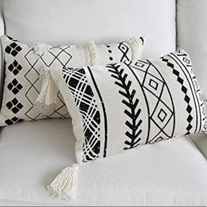 (2) Boho Geometric Oblong Throw Pillow Cases